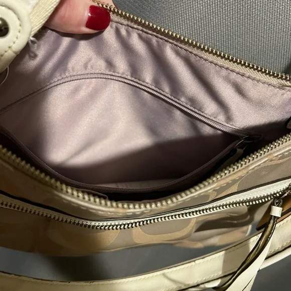Coach Beige Signature Shoulder Bag - Picture 7 of 12